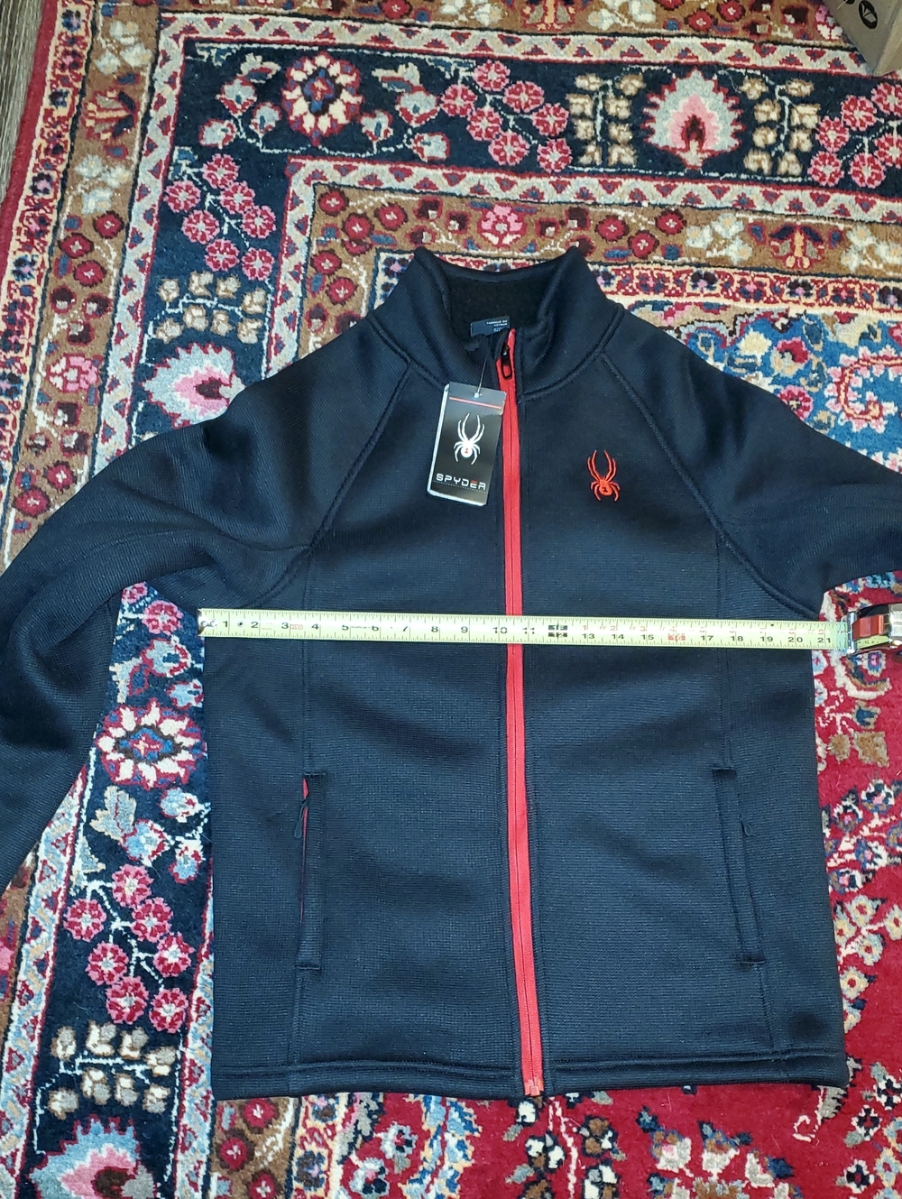 Spyder Black Sherpa Lined Jacket with Red Trim and Logo